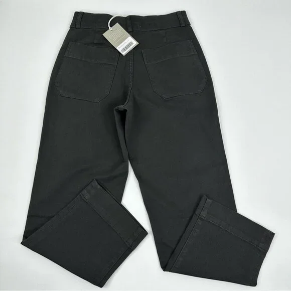 Everlane Women’s NWT Black Organic Cotton Straight-Leg Designer Pant‎ 6/W29/L26
